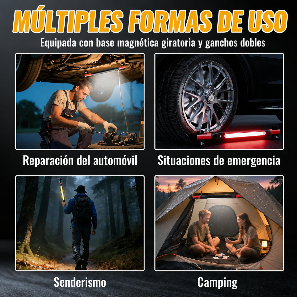 Linterna de Trabajo COB Magnética Recargable 360°-Linternas-Multishop Uruguay