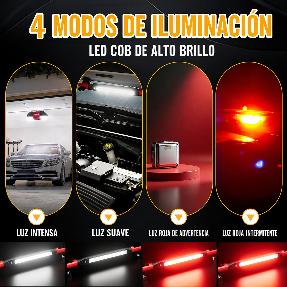Linterna de Trabajo COB Magnética Recargable 360°-Linternas-Multishop Uruguay
