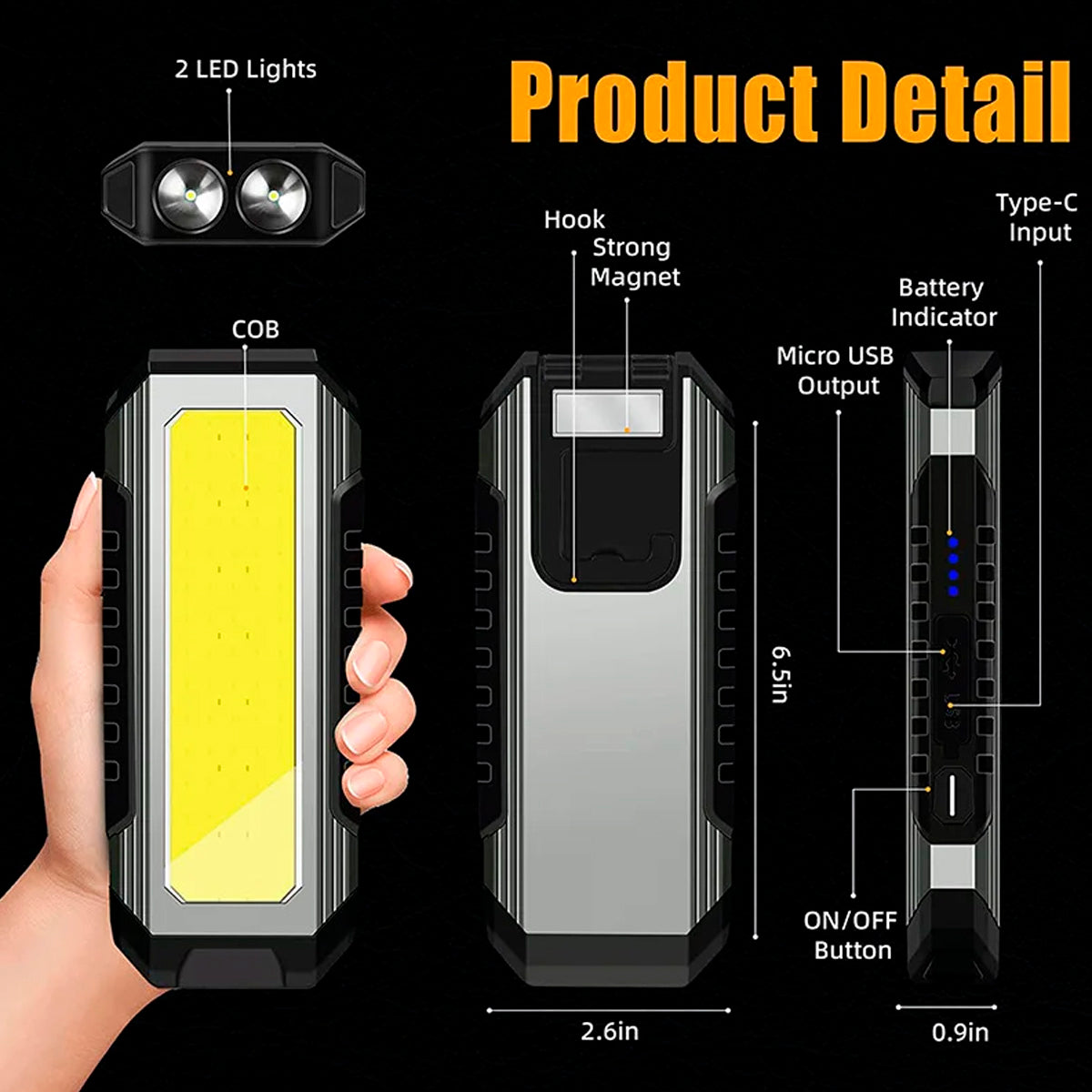 Linterna Led Multifuncion Taller Recargable-Linternas-Multishop Uruguay