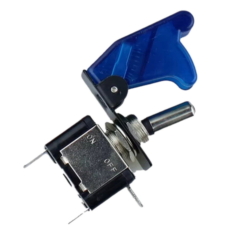 Llave Palanca 12V ON-OFF con Tapa Tipo Avión Azul-Interruptor Motos-Multishop Uruguay