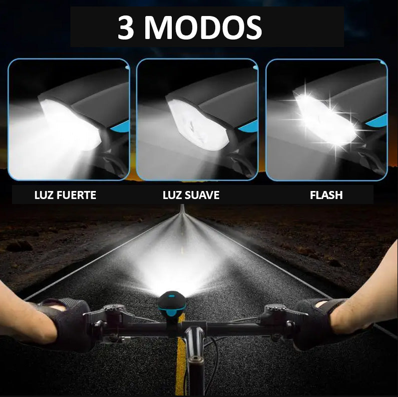 Luz Bicicleta recargable con bocina-Bicicletas-Multishop Uruguay