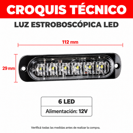 Luz Led Baliza Estroboscópica 12V 18 Modos Seguridad x4 Un-Faro Caminero-Multishop Uruguay