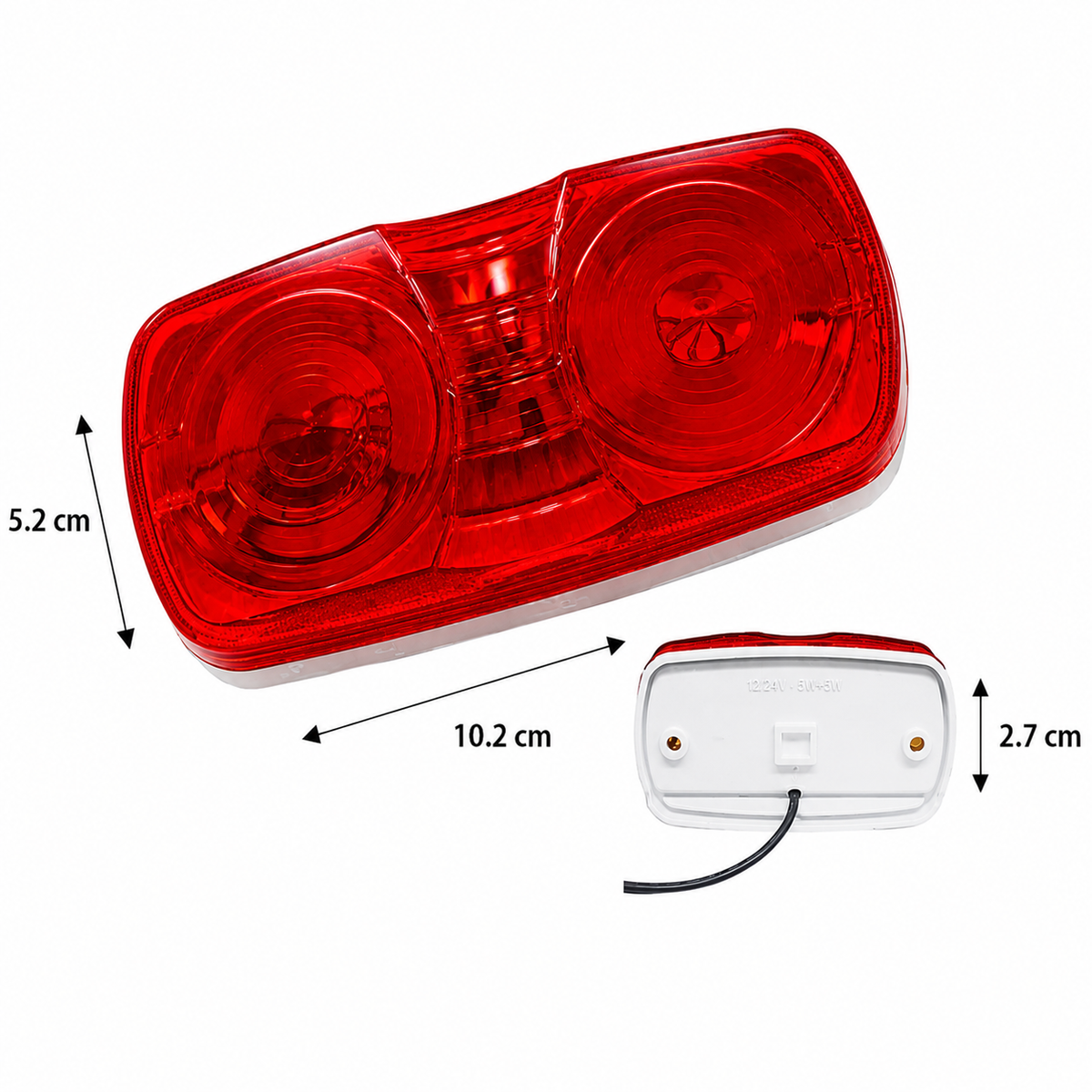 Luz Led Faro Lateral Rectangular 24V Rojo / Ambar-Faros Laterales-Multishop Uruguay