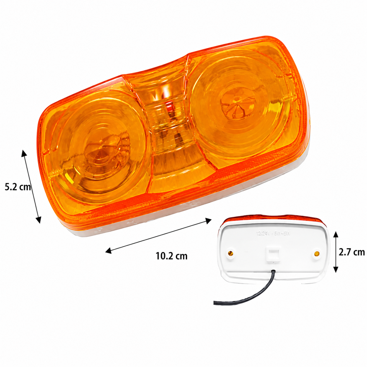Luz Led Faro Lateral Rectangular 24V Rojo / Ambar-Faros Laterales-Multishop Uruguay