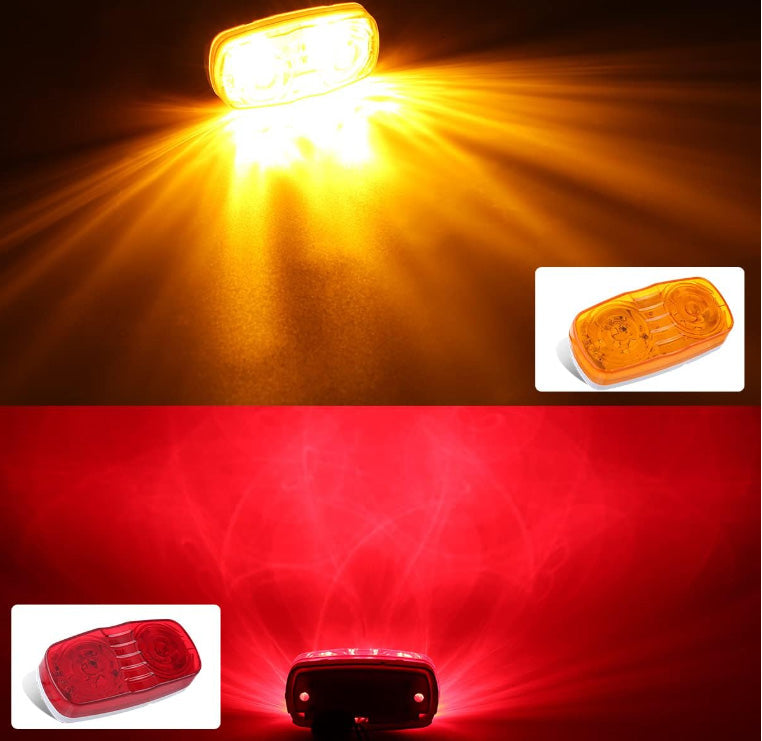Luz Led Faro Lateral Rectangular Rojo 24V x2 Un-Faros Laterales-Multishop Uruguay