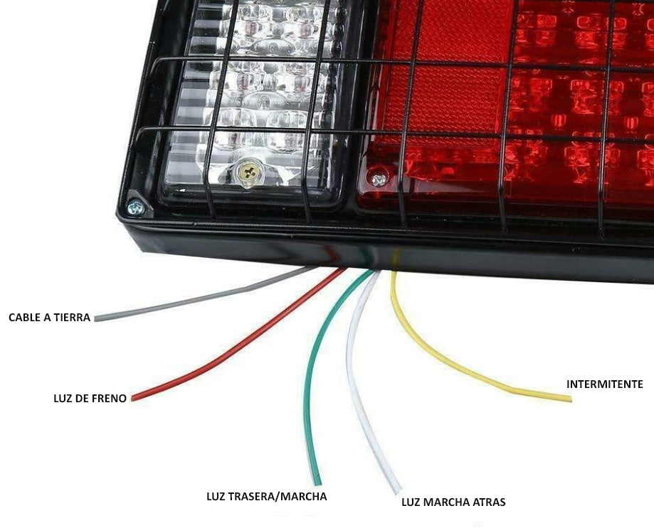 Luz Led Faro Trasero Camion Zorra Remolque c/Rejilla 12V-Faros Traseros-Multishop Uruguay