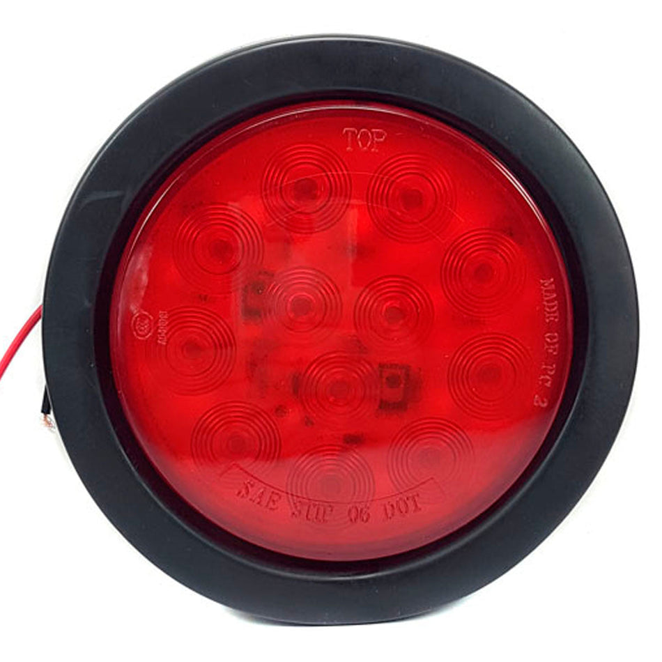 Luz Led Faro Trasero Redondo Rojo 24V-Faros Traseros-Multishop Uruguay