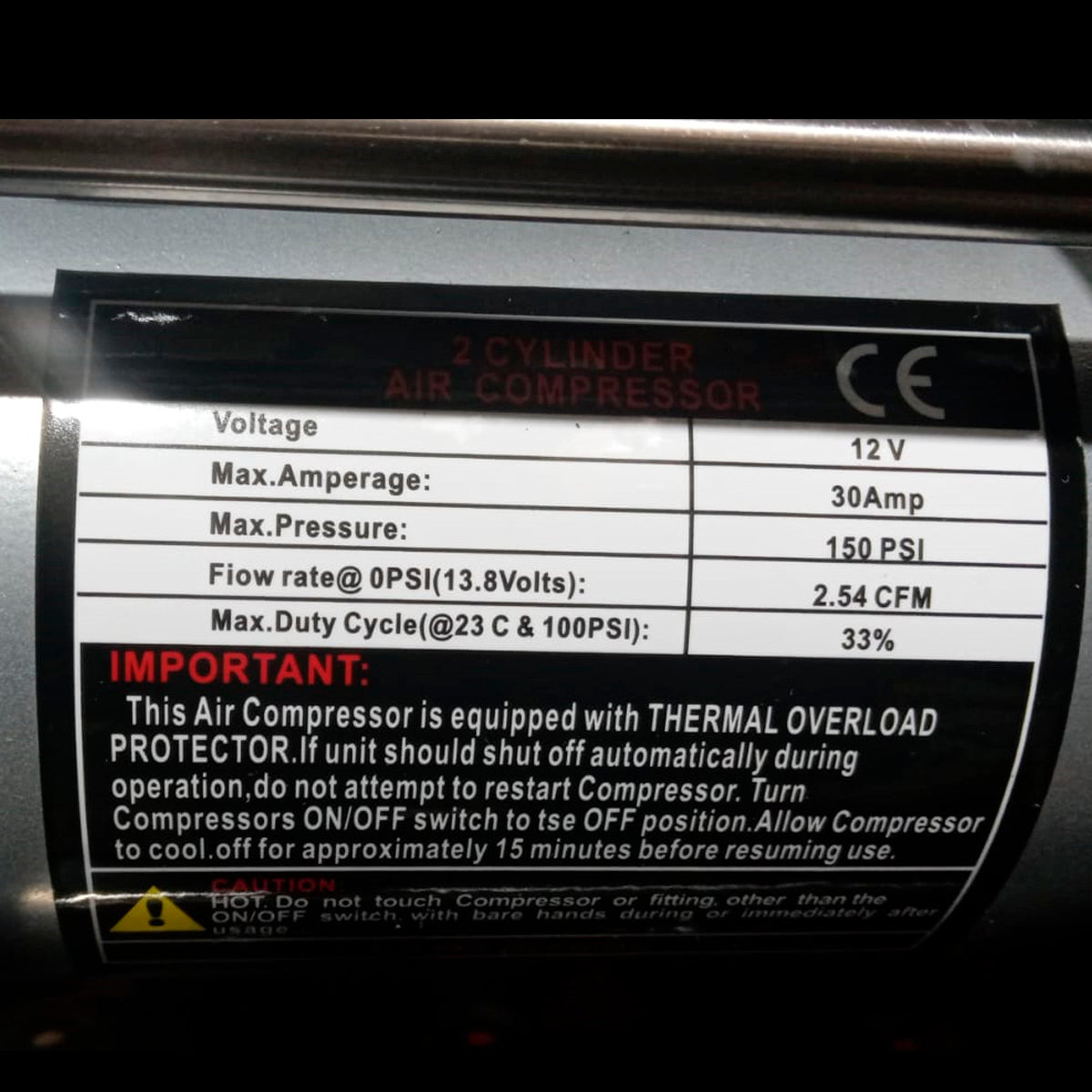 Mini Compresor 12V 30A Doble Pistón Reforzado-Infladores-Multishop Uruguay