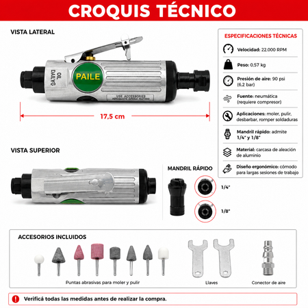 Mini Torno Neumático 22.000 RPM – Potencia y Precisión en tus manos-Mini Torno-Multishop Uruguay