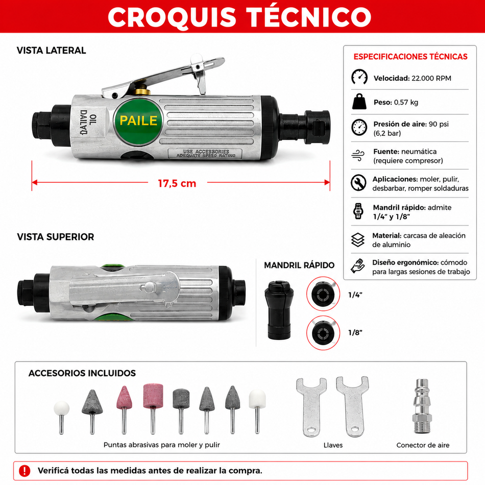 Mini Torno Neumático 22.000 RPM – Potencia y Precisión en tus manos-Mini Torno-Multishop Uruguay