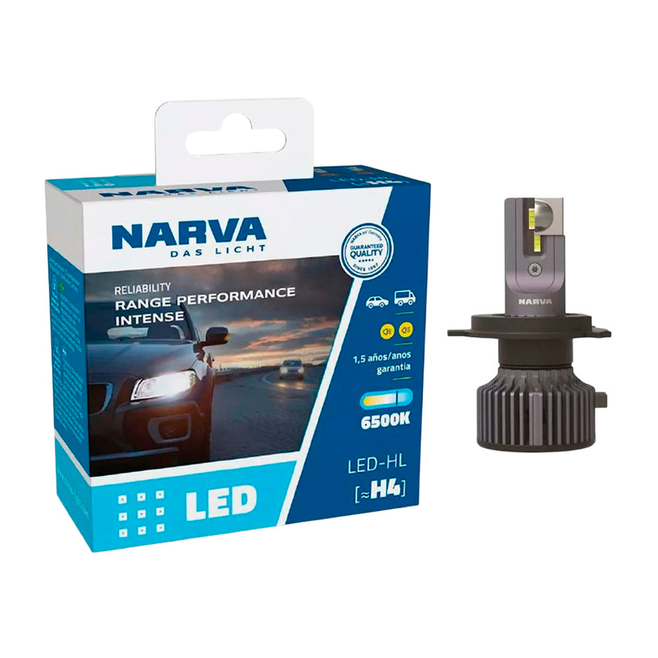 Narva LED H4 6500K 12/24V 21W luz blanca para autos-Kit Led H4-Multishop Uruguay