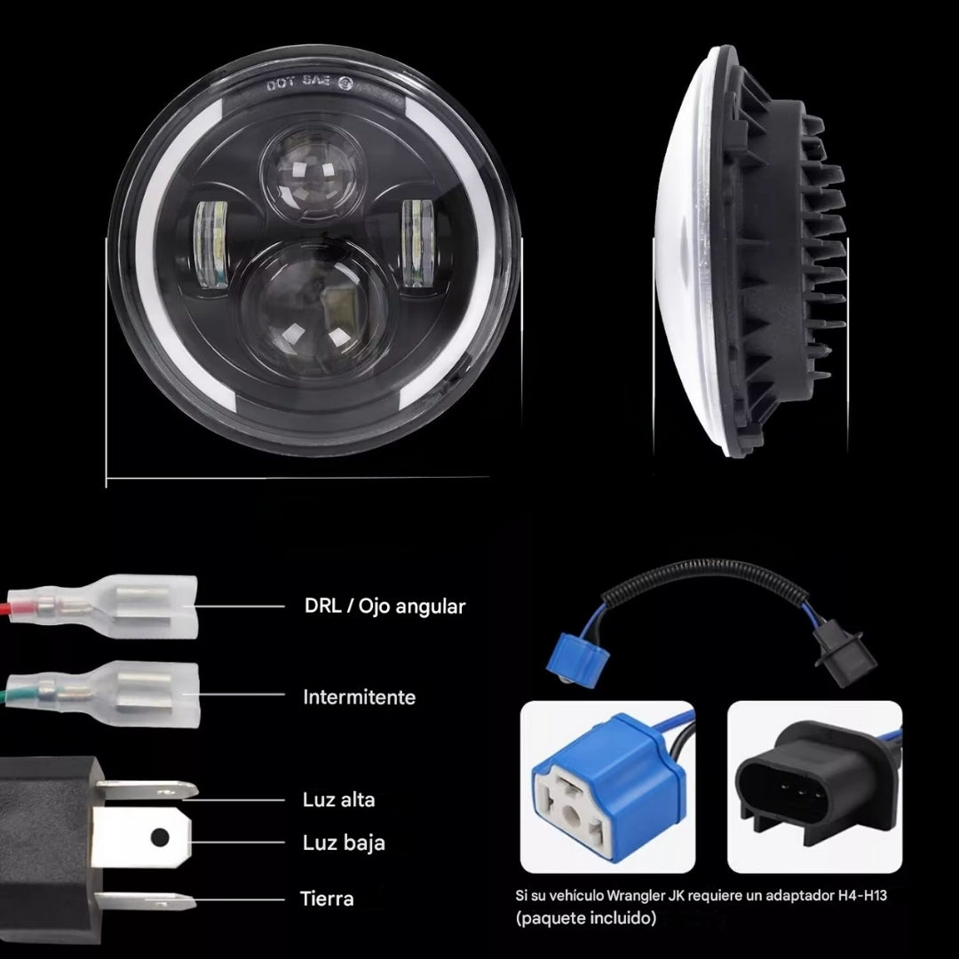 Óptica Cree LED 7" con lupa y ojo de ángel 6000K – Universal 12/24V-Faro Led-Multishop Uruguay