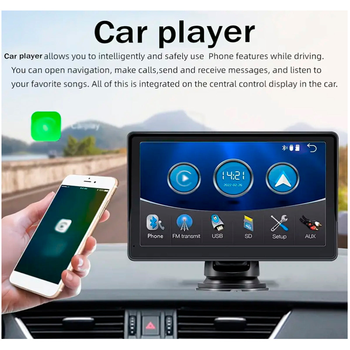 Pantalla 2 Din 7 Pulgadas con ventosa-7 Pulgadas-Multishop Uruguay
