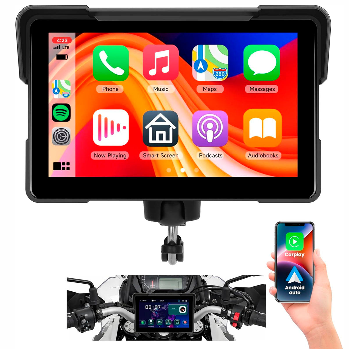 Pantalla 7 pulgadas para Moto Con Soporte-7 Pulgadas-Multishop Uruguay