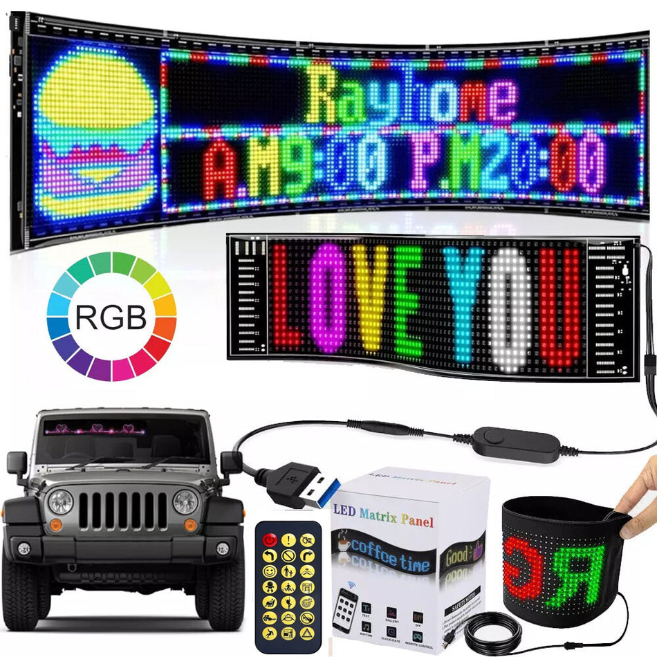 Pantalla Led Flexible Autos RGB Interactiva Ojos Bluetooth-Accesorios-Multishop Uruguay