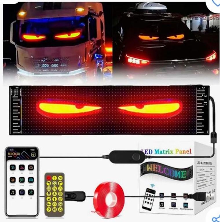 Pantalla Led Flexible Autos RGB Interactiva Ojos Bluetooth-Accesorios-Multishop Uruguay