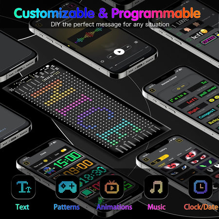Pantalla Led Flexible Autos RGB Interactiva Ojos Bluetooth-Accesorios-Multishop Uruguay