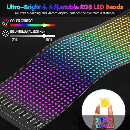 Pantalla Led Flexible Autos RGB Interactiva Ojos Bluetooth-Accesorios-Multishop Uruguay