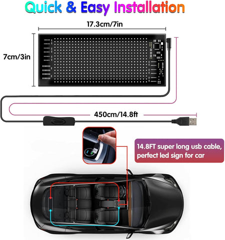 Pantalla Led Flexible Autos RGB Interactiva Ojos Bluetooth-Accesorios-Multishop Uruguay