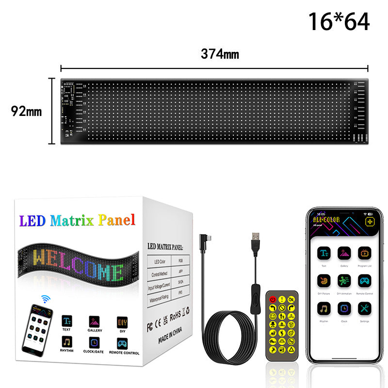 Pantalla Led Flexible Autos RGB Interactiva Ojos Bluetooth-Accesorios-Multishop Uruguay