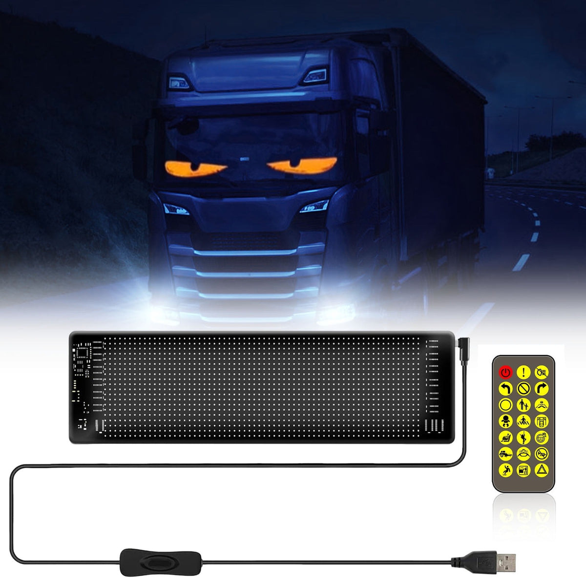 Pantalla Led Flexible Autos RGB Interactiva Ojos Bluetooth-Accesorios-Multishop Uruguay