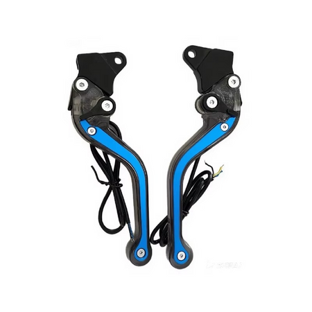 Par Manijas Freno Embrague Moto Ajustables LED Azul-Frenos motos-Multishop Uruguay