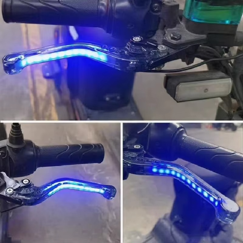 Par Manijas Freno Embrague Moto Ajustables LED Azul-Frenos motos-Multishop Uruguay