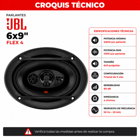 Parlantes JBL 6x9 110W Flex 4-Parlantes-Multishop Uruguay