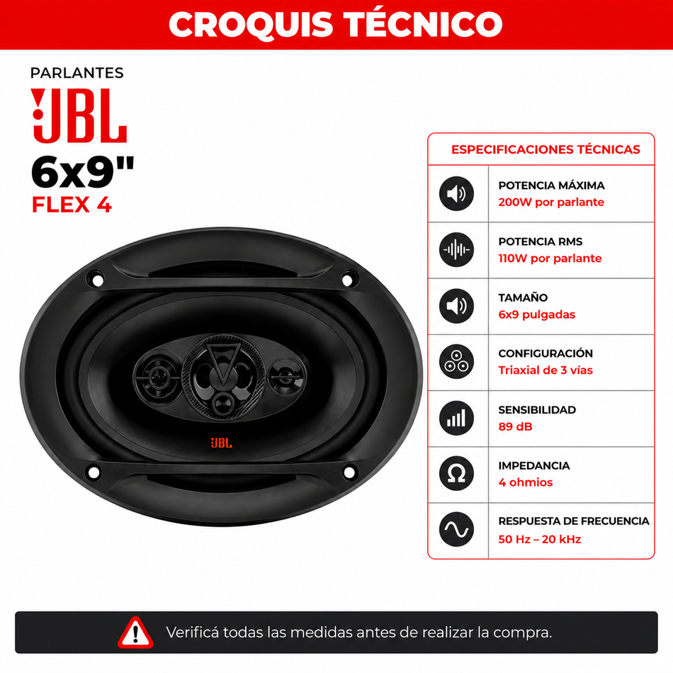 Parlantes JBL 6x9 110W Flex 4-Parlantes-Multishop Uruguay