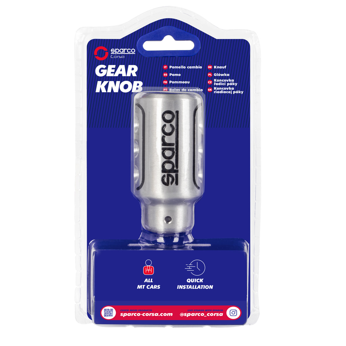 Pomo Bocha de Cambios Sparco Racing Aluminio Plateado-Accesorios-Multishop Uruguay