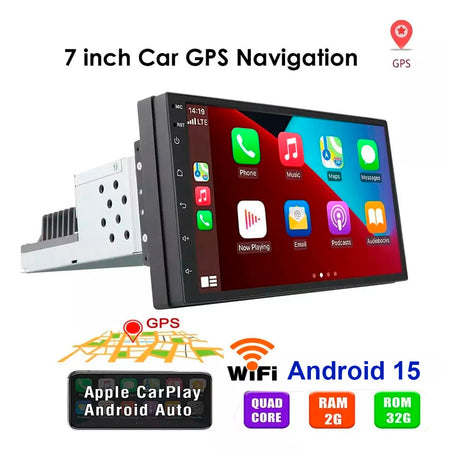 Radio 1 Din 7 pulgadas Android 15 Fm/Am 2+32 GB-1 Din-Multishop Uruguay