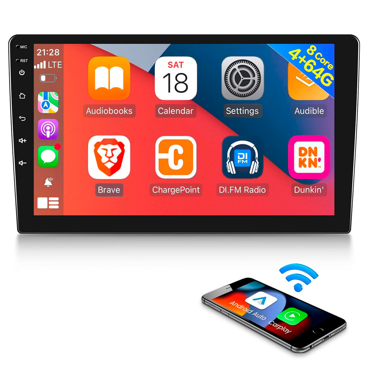 Radio Android 15 10” 4+64GB – CarPlay y Bluetooth-Radios-Multishop Uruguay