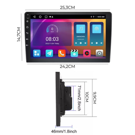 Radio Doble Din 10" Android 15 4+64Gb Fm/Am-10 Pulgadas-Multishop Uruguay