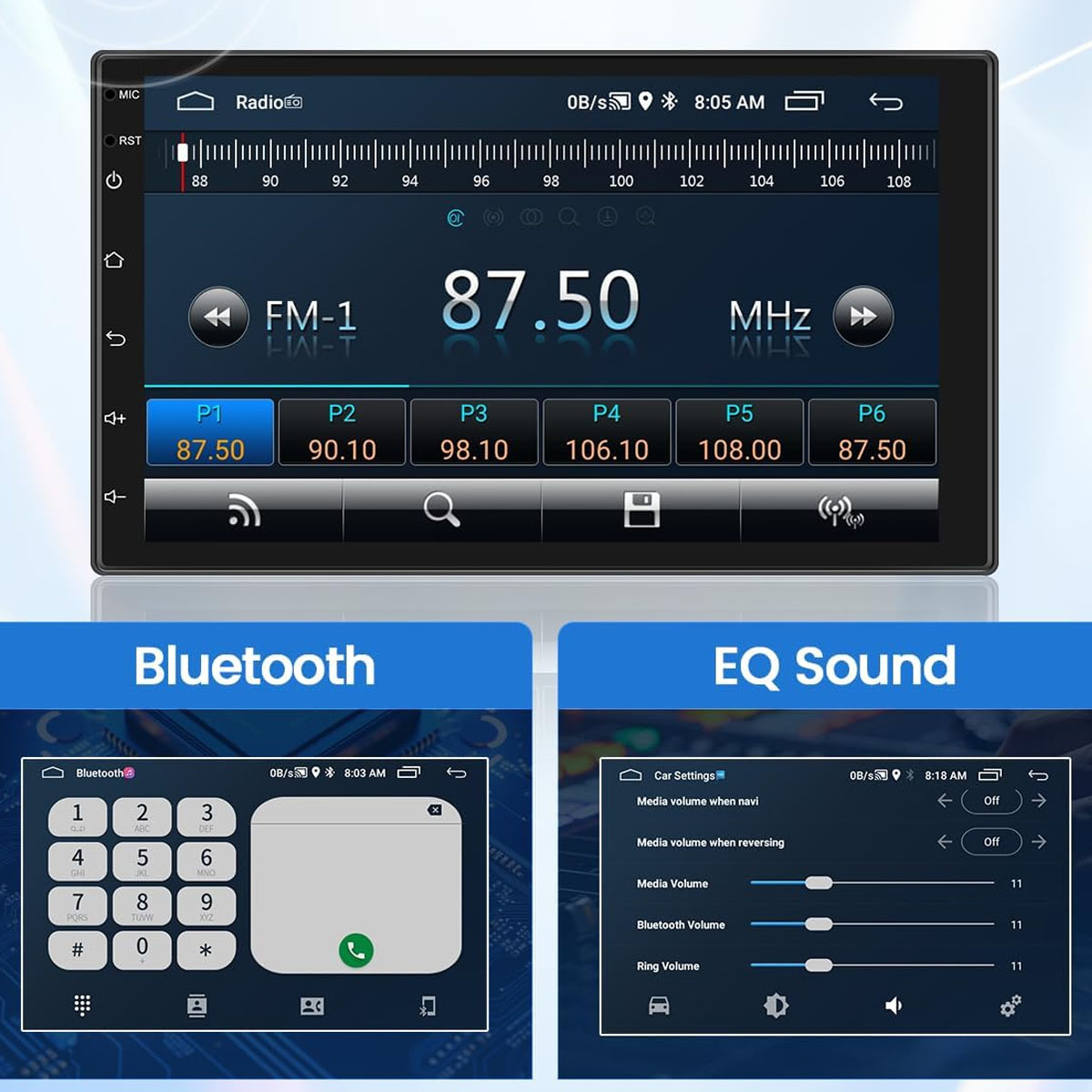 Radio Doble Din 7" Android 15 4+64Gb Fm/Am-7 Pulgadas-Multishop Uruguay