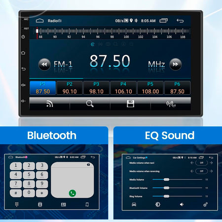 Radio Doble Din 7" Android 15 4+64Gb Fm/Am-7 Pulgadas-Multishop Uruguay