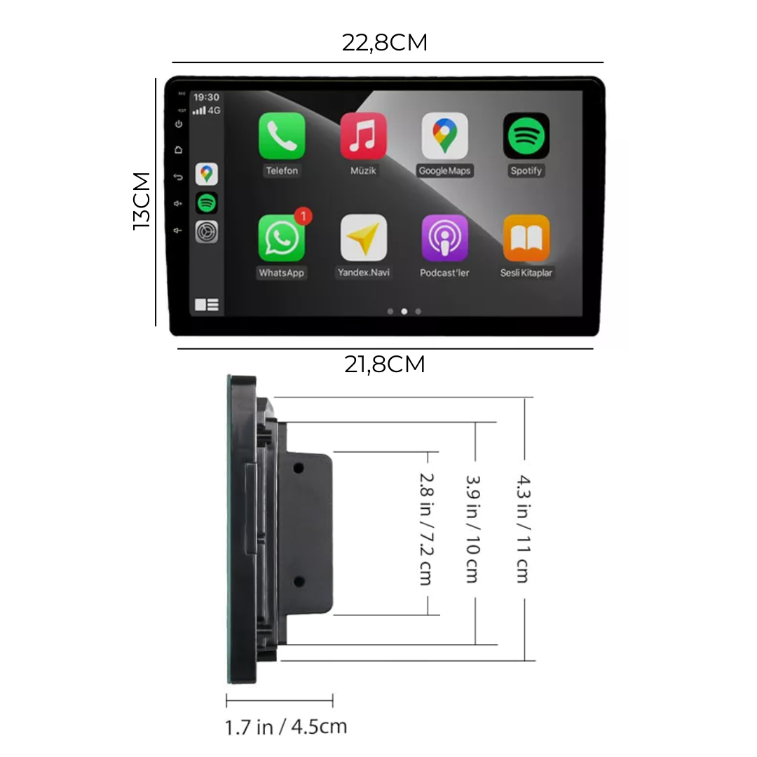 Radio Doble Din 9" Android 15 – 4+64GB – WiFi, CarPlay y GPS-Radios-Multishop Uruguay