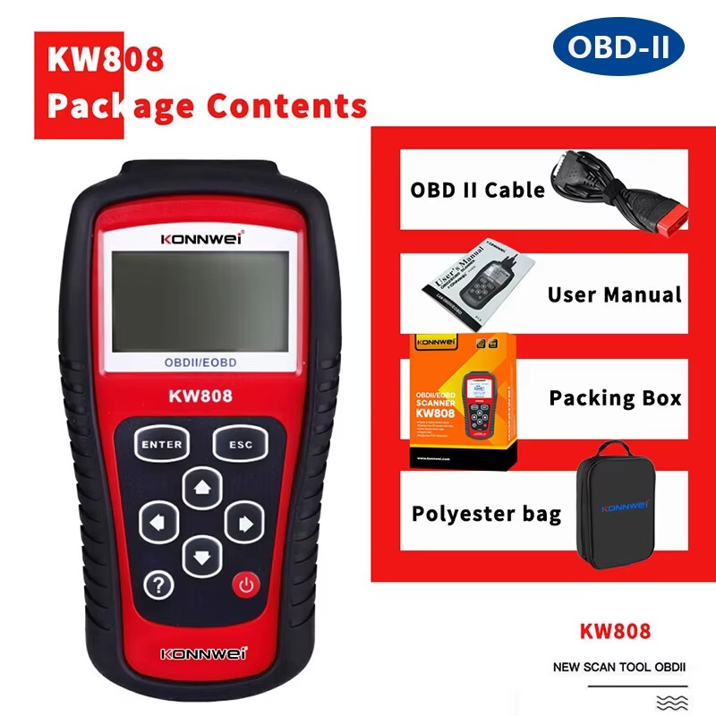 Scanner Automotriz Konnwei KW808 OBD2 Multimarca-Scanner Automotriz-Multishop Uruguay