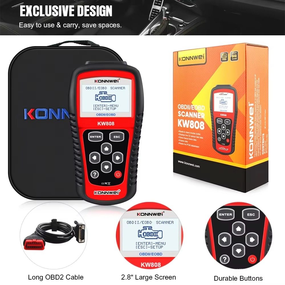 Scanner Automotriz Konnwei KW808 OBD2 Multimarca-Scanner Automotriz-Multishop Uruguay