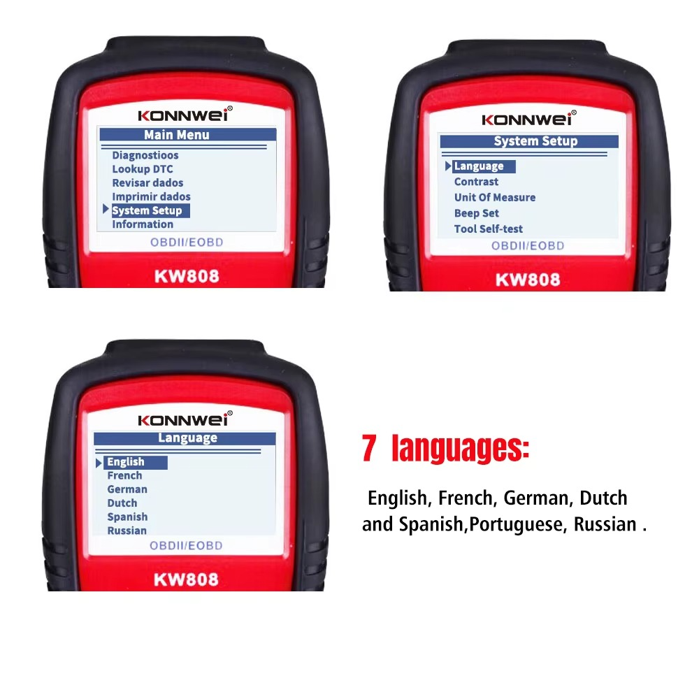 Scanner Automotriz Konnwei KW808 OBD2 Multimarca-Scanner Automotriz-Multishop Uruguay