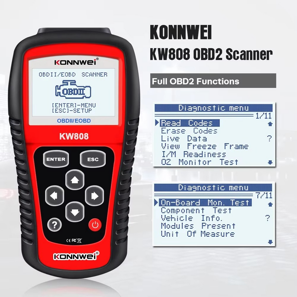 Scanner Automotriz Konnwei KW808 OBD2 Multimarca-Scanner Automotriz-Multishop Uruguay