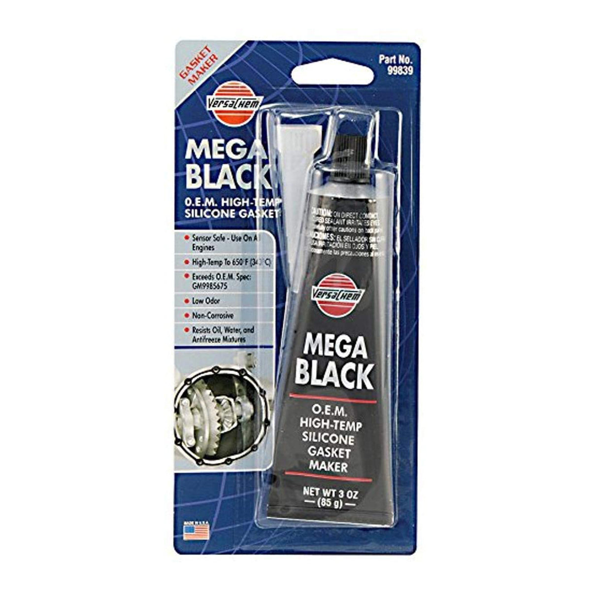 Silicona Mega Black Negra Made In Usa-Versachem-Multishop Uruguay