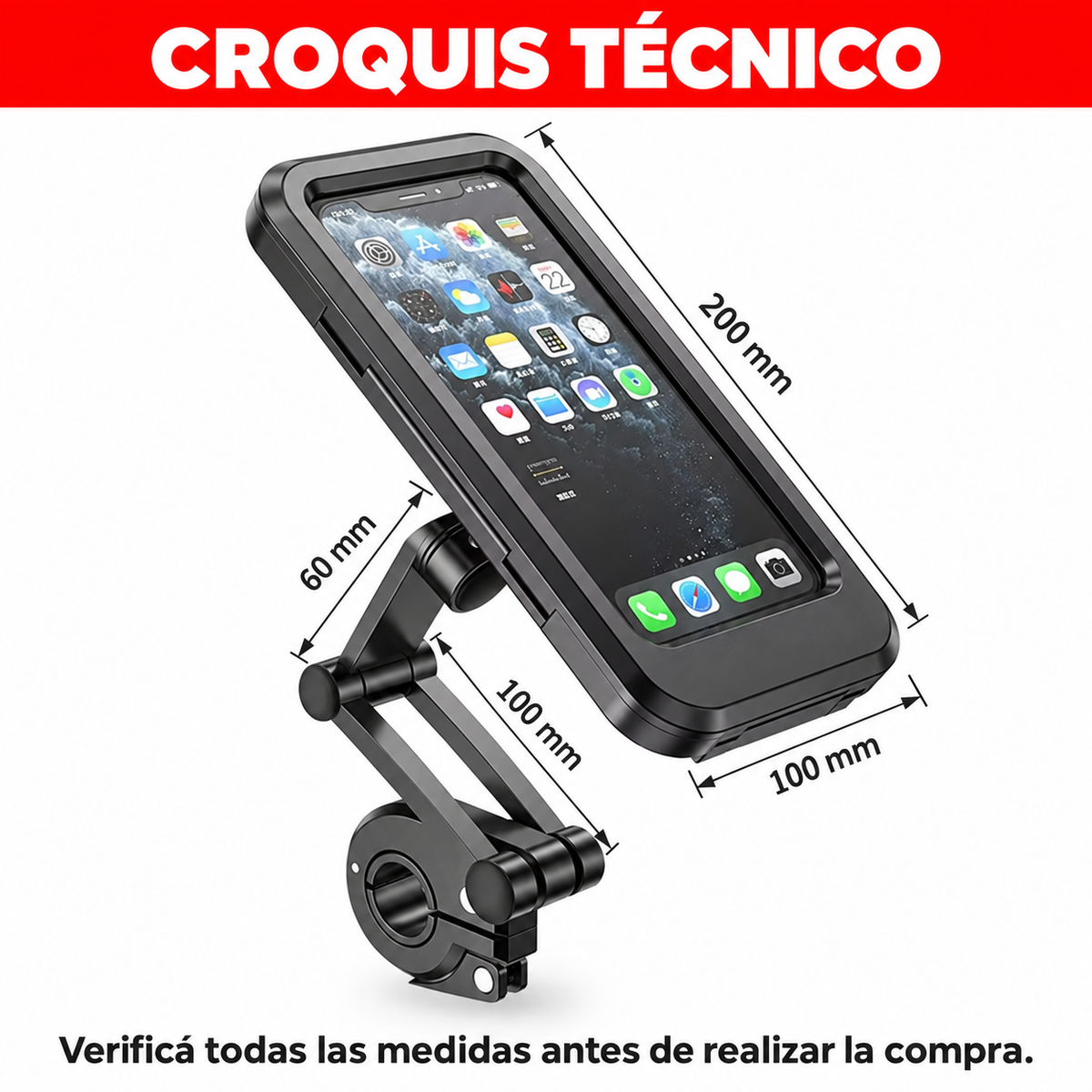 Soporte Celular Moto y Bici Resistente al Agua 360°-Soporte celular motos-Multishop Uruguay