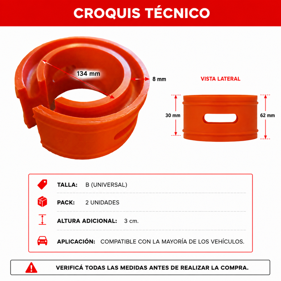 Suplemento Espirales Resortes Universal Talla B-Suplementos-Multishop Uruguay