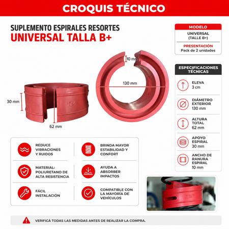 Suplemento Espirales Resortes Universal Talla B +-Suplementos-Multishop Uruguay