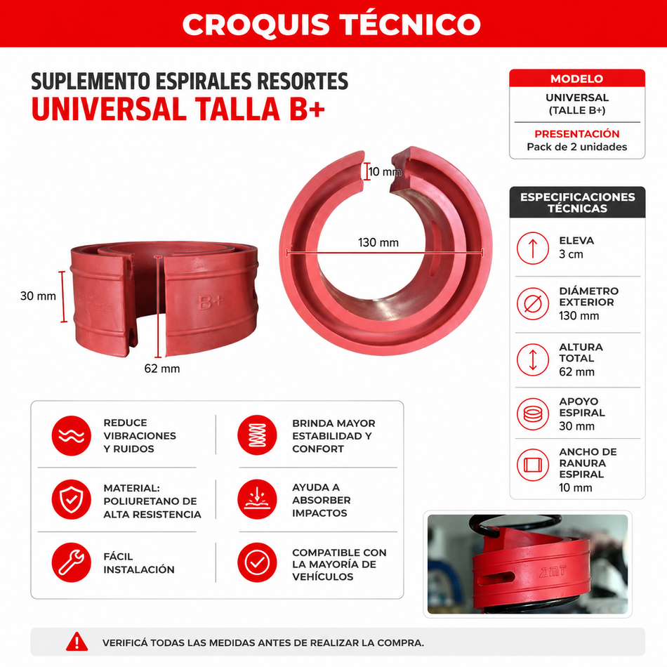 Suplemento Espirales Resortes Universal Talla B +-Suplementos-Multishop Uruguay