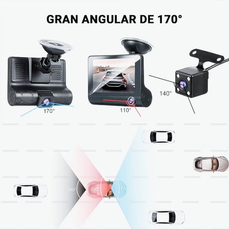 Triple Cámara DVR Auto Frontal Interior y Reversa-Camaras de Reversa-Multishop Uruguay