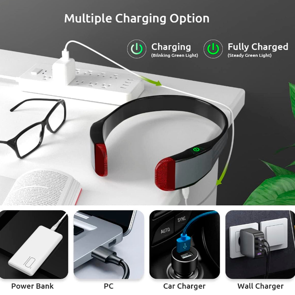 Vincha Led Gran Angular Recargable USB-C 230°-Linternas-Multishop Uruguay